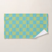 Checkerboard Checkered Pattern in Blue en Green Bad Handdoek (Handdoek)