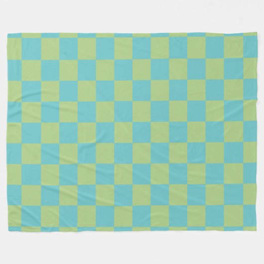 Checkerboard Checkered Pattern in Blue en Green Fleece Deken (Voorkant (Horizontaal))