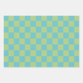 Checkerboard Checkered Pattern in Blue en Green Inpakpapier Vel (Voorkant)