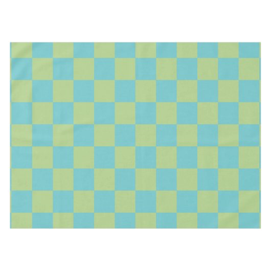 Checkerboard Checkered Pattern in Blue en Green Tafelkleed (Voorkant (Horizontaal))