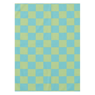 Checkerboard Checkered Pattern in Blue en Green Tafelkleed