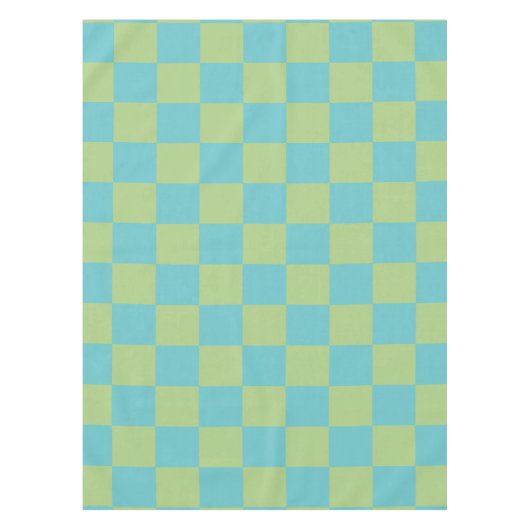 Checkerboard Checkered Pattern in Blue en Green Tafelkleed (Voorkant)