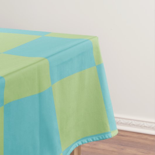 Checkerboard Checkered Pattern in Blue en Green Tafelkleed (Voorbeeld)