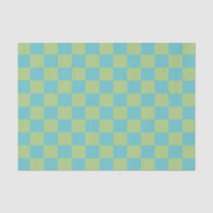 Checkerboard Checkered Pattern in Blue en Green Tissuepapier