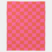 Checkerboard Checkered Pattern in Pink and Oranje Fleece Deken (Voorkant)