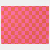 Checkerboard Checkered Pattern in Pink and Oranje Fleece Deken (Voorkant (Horizontaal))