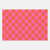 Checkerboard Checkered Pattern in Pink and Oranje Inpakpapier Vel (Voorkant)
