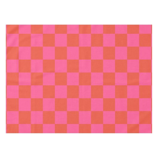 Checkerboard Checkered Pattern in Pink and Oranje Tafelkleed (Voorkant (Horizontaal))