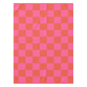 Checkerboard Checkered Pattern in Pink and Oranje Tafelkleed