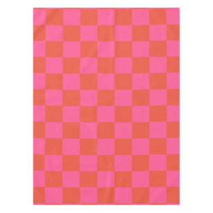 Checkerboard Checkered Pattern in Pink and Oranje Tafelkleed