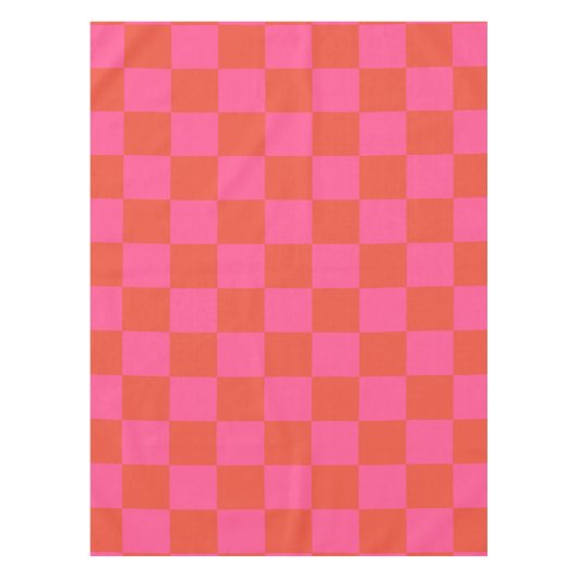 Checkerboard Checkered Pattern in Pink and Oranje Tafelkleed (Voorkant)
