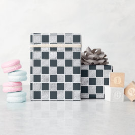 Checkerboard Checkerkerset Navy Blue Black and Whi Cadeaupapier