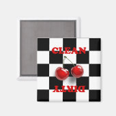 Checkerboard Cherries Magnet (Voorkant / Achterkant)