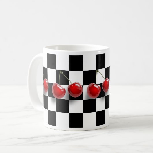 Checkerboard Cherries Mok (Voorkant links)