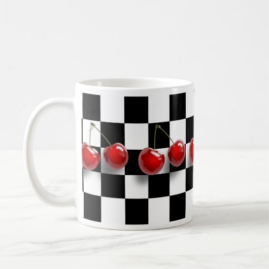 Checkerboard Cherries Mok (Links)