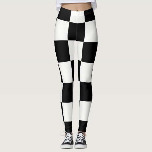 Checkerboard ~ Chess~ Square Design Black & White* Leggings (Voorkant)