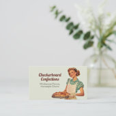 Checkerboard Confections Bakkerij Nostalgie Retro Visitekaartje (Staand voorkant)