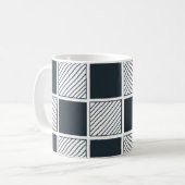 Checkerboard Cool Black and White Navy Blue Koffiemok (Voorkant links)