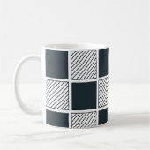 Checkerboard Cool Black and White Navy Blue Koffiemok (Links)