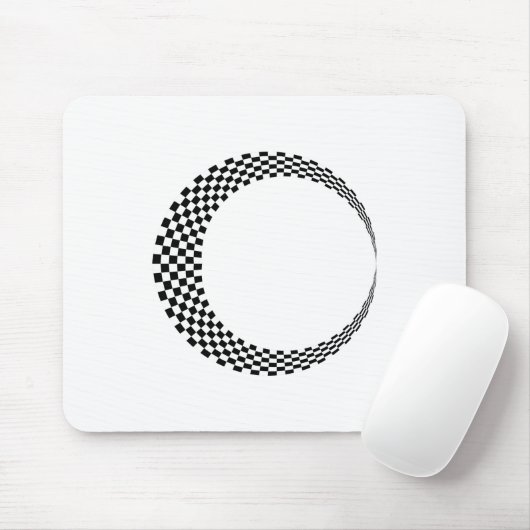 Checkerboard Crescent Moon Black en White Muismat (Met muis)