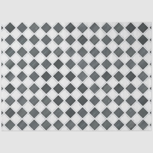 Checkerboard Diamond Zwart-wit Decoupage Tissuepapier (Voorkant)