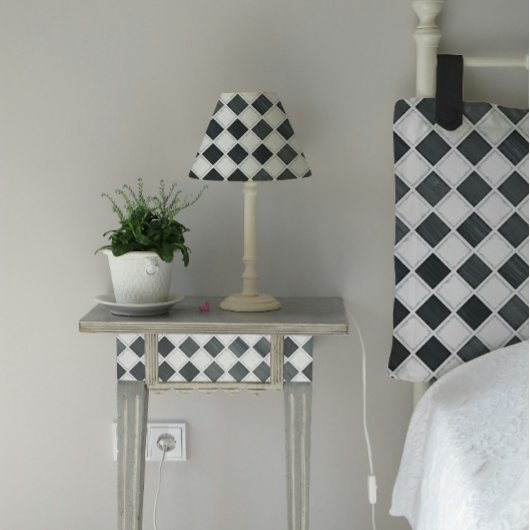 Checkerboard Diamond Zwart-wit Decoupage Tissuepapier