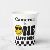 Checkerboard Een Gelukkig Dude 1e Verjaardag Papieren Bekers (Links)