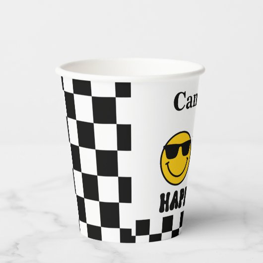 Checkerboard Een Gelukkig Dude 1e Verjaardag Papieren Bekers (Voorkant)