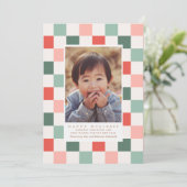 Checkerboard Foto Vakantie Kaart (Staand voorkant)
