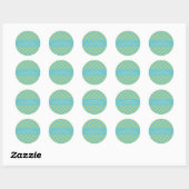 Checkerboard Gecontkerched Blue Green Return-adres Ronde Sticker (Vel)