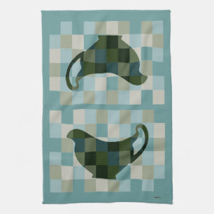 Checkerboard Gravy Boat Towel (blauwgroen) Theedoek