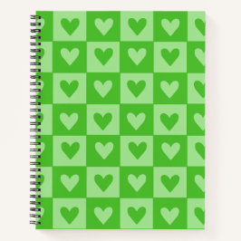 Checkerboard Green Heart Notitieboek