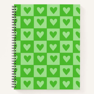 Checkerboard Green Heart Notitieboek