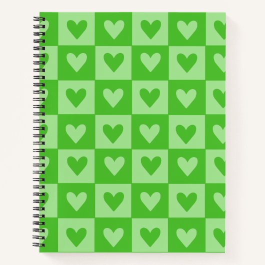 Checkerboard Green Heart Notitieboek (Voorkant)