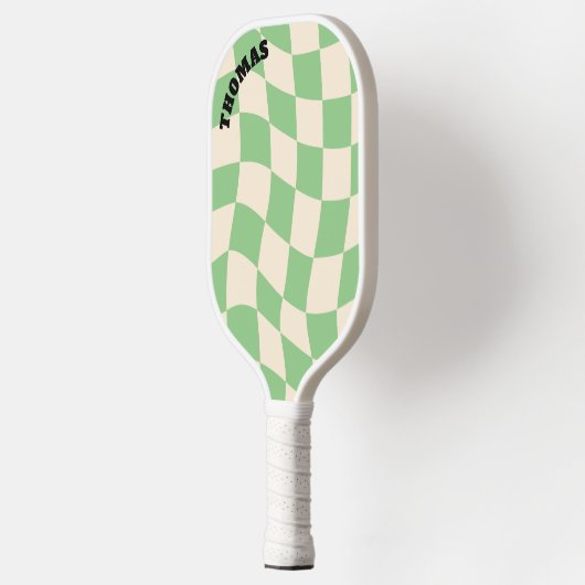 Checkerboard Groovy Retro naam Pickleball Paddle (Links)