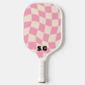 Checkerboard Groovy Retro naam Pickleball Paddle (Achterkant)