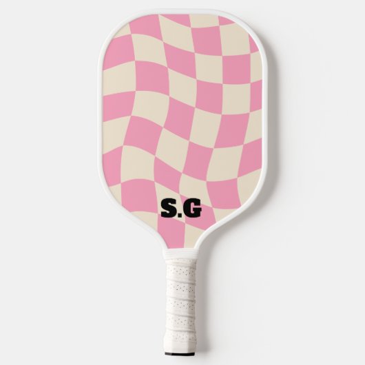 Checkerboard Groovy Retro naam Pickleball Paddle (Achterkant)