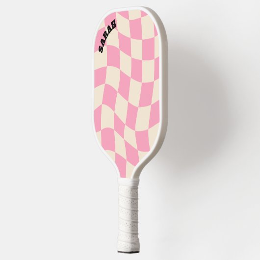 Checkerboard Groovy Retro  naam Pickleball Paddle (Links)