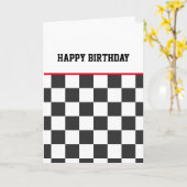 Checkerboard Happy Birthday Tiener Kaart (Gele Bloem)