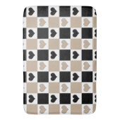 Checkerboard Harten in Taupe, Zwart en Wit Badmat (Voorkant Verticaal)