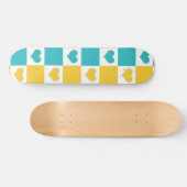 Checkerboard Harten in Turquoise en Geel Persoonlijk Skateboard (Horizontaal)