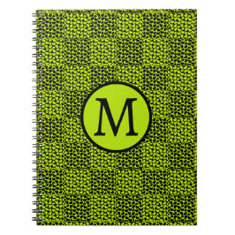 Checkerboard harten patroon in Lime Green Notitieboek