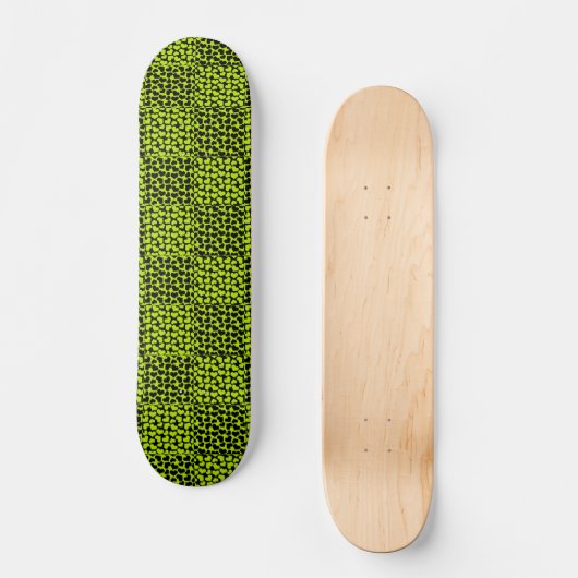 Checkerboard harten patroon in Lime Green Persoonlijk Skateboard (Voorkant)