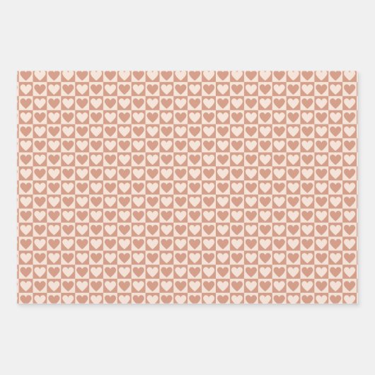 Checkerboard Heart Wrapping Paper - Tonaal Roze (Voorkant 2)