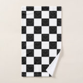 Checkerboard Hearts in zwart-wit Bad Handdoek (Handdoek)