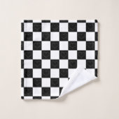 Checkerboard Hearts in zwart-wit Bad Handdoek (Wasdoekje)