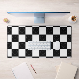 Checkerboard Hearts in zwart-wit Bureaumat