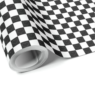 Checkerboard Hearts in zwart-wit Cadeaupapier