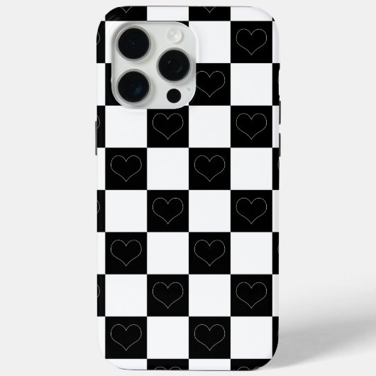 Checkerboard Hearts in zwart-wit Case-Mate iPhone Case (Achterkant)