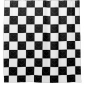 Checkerboard Hearts in zwart-wit Douchegordijn (Voorkant)